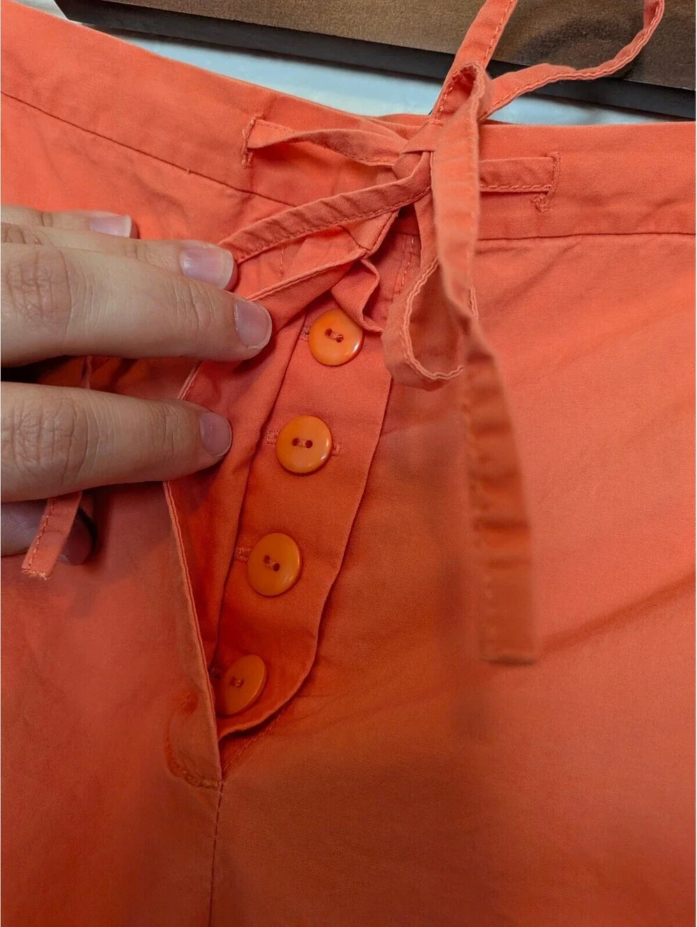 Ann Taylor LOFT Women's Coral Cropped Cotton Pants Size 12 with Drawstring Waist